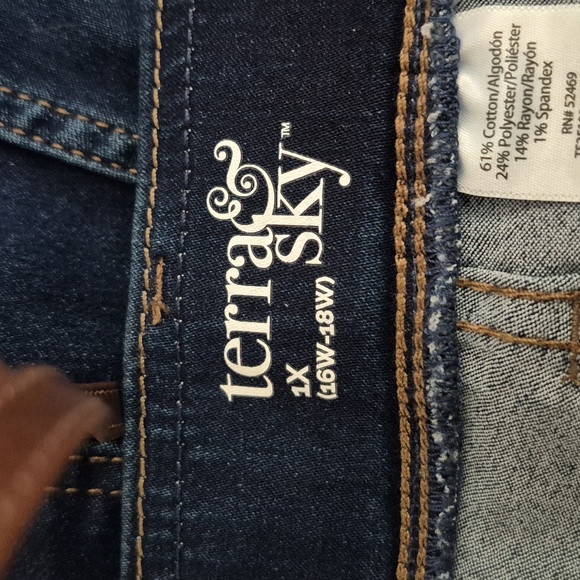 Terra&Sky Stretch Pull On Blue Jeans 1X - Picture 4 of 5